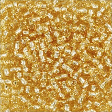 Rocaiperler 3 mm (8/0), hul 0,6–1,0 mm, guld, 25 g