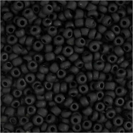 Rocaiperler 3 mm, 25 g – Sort frost, hul 0,6–1,0 mm