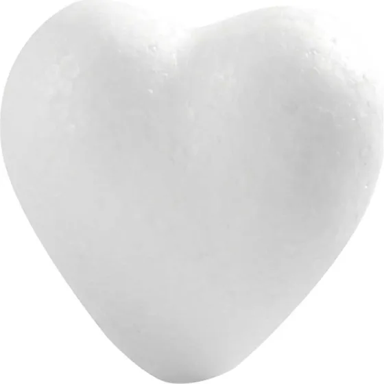 Hjerte i styropor 6 cm hvid, 50 stk.