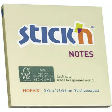 Stick'N Notes 76x76 mm 90 blade, gul