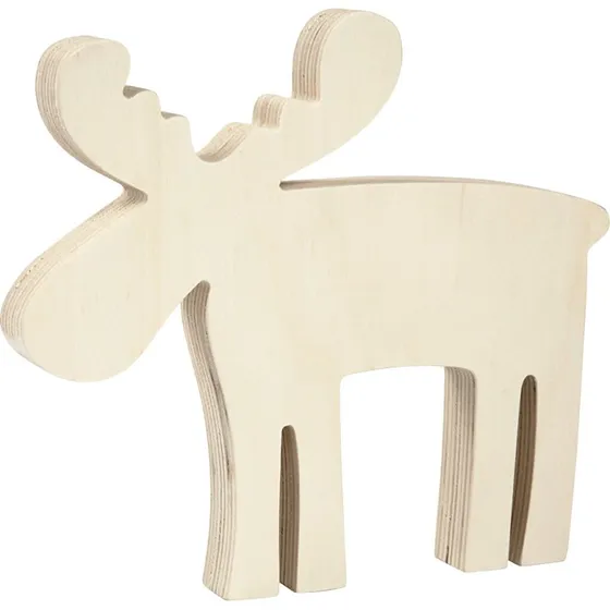 Ukendt mærke Elg træfigur 15x14 cm, 16 mm - Mal selv