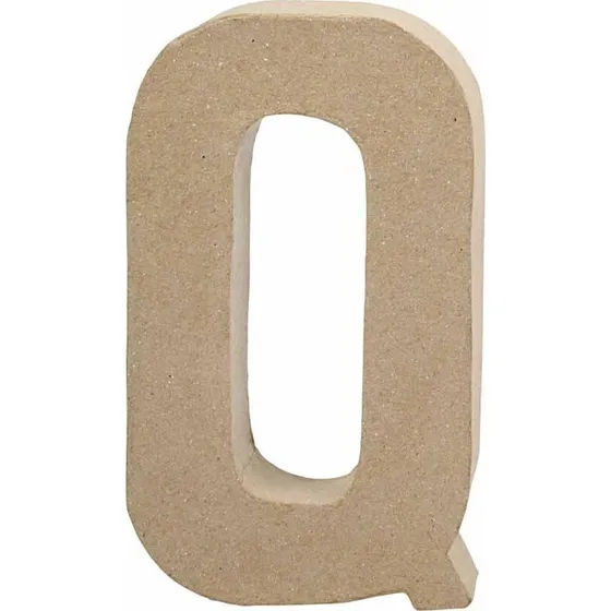 Papmach Bogstav Q  stor 20,3 x 11,5 x 2,5 cm