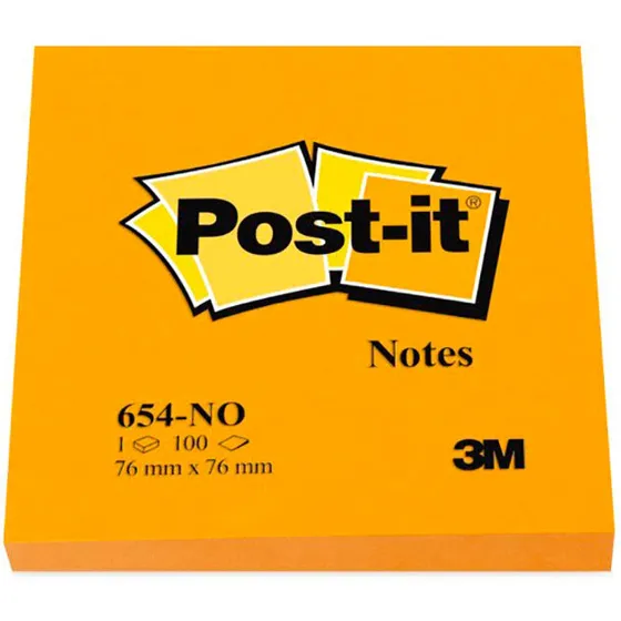 3M Post-it Notes 76x76 mm - Neonorange, 100 ark