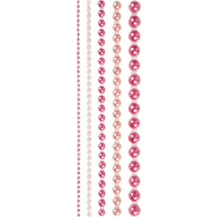 Creativ Company Selvklæbende halv-perler 2-8 mm, pink, 140 stk
