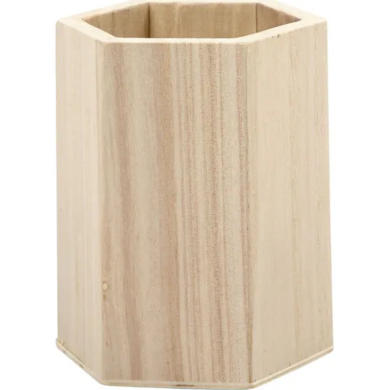 Uden mærke Blyantsholder i træ - H 10,5 x Ø 8 cm