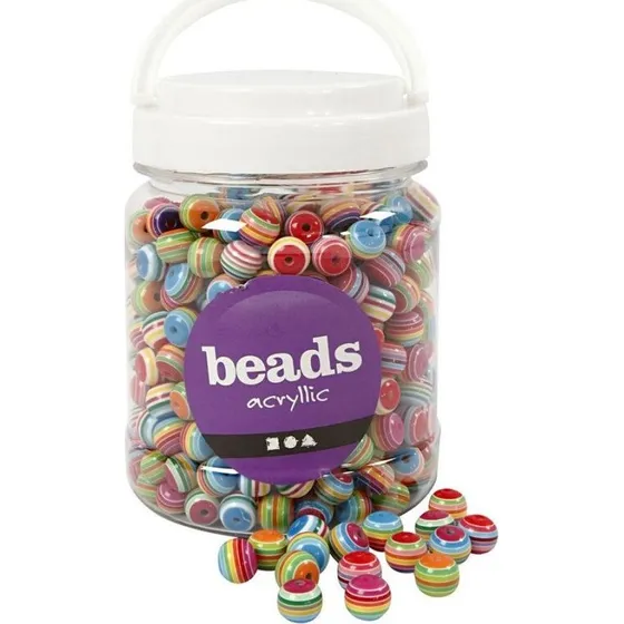 Runde akrylperler Multimix 12 mm - 530 stk (700 ml)