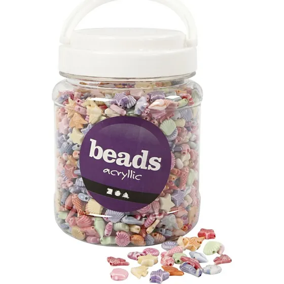 CC Hobby Pastelmix perler 9-12 mm, hul 1,2 mm, 700 ml