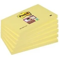3M Post-it Super Sticky 76x127 mm gul - 6 blokke (90 ark)