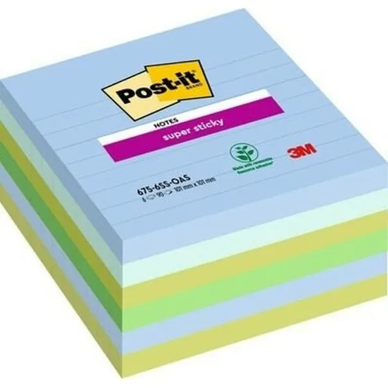 3M Post-it Super Sticky 101x101 mm linjeret Oasis - 6 stk