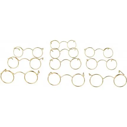 Nissebriller/Dukkebriller 6 cm metal, guld - 10 stk