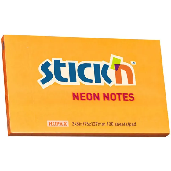 Stick'N Notes 76×127 mm neon orange – 12 blokke á 100