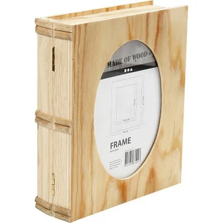 Uden mrke Bogske i krydsfiner 21,7x18x5,6 cm med oval glas