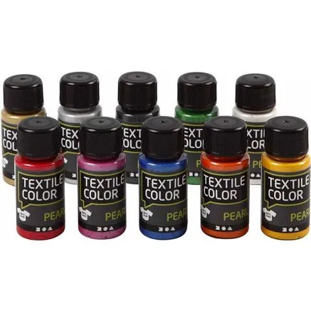 Textile Color Perlemor tekstilmaling 10 x 50 ml, assorterede farver