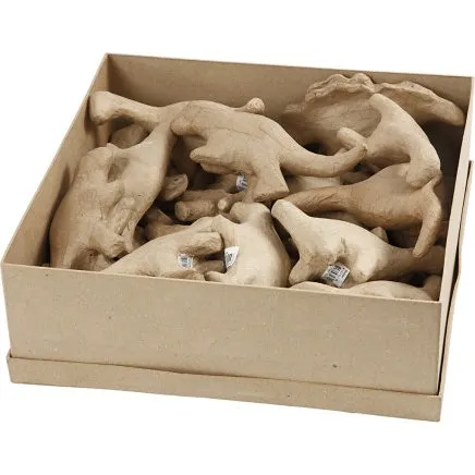 Papmaché dinosaurer 21 stk. – H 9–12,5 cm