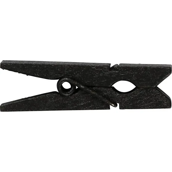 Minitøjklemme 35x7x9 mm sort - 20 stk
