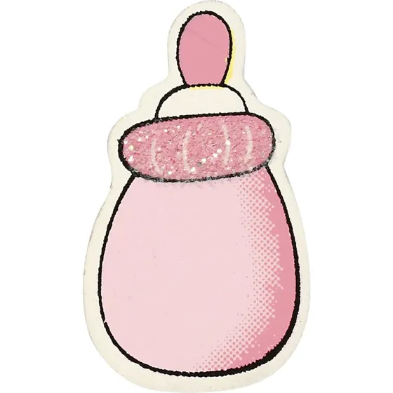Sutteflaske 22x37 mm, 1,7 mm glitter lyserød – 10 stk
