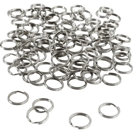 Standard nøgleringe, sølv splitringe Ø12 mm, 100 stk