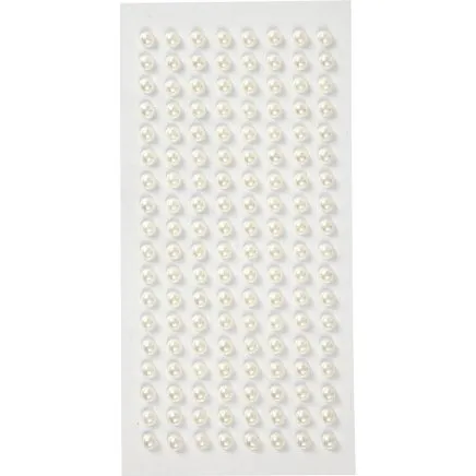 Halvperler 5 mm selvklbende, hvid, 144 stk
