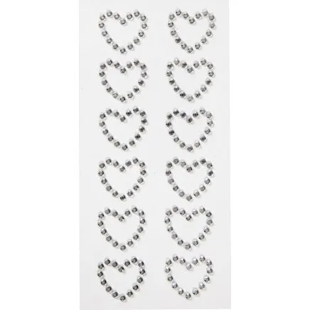 Rhinstenshjerter 23x21 mm - slv, 12 stk