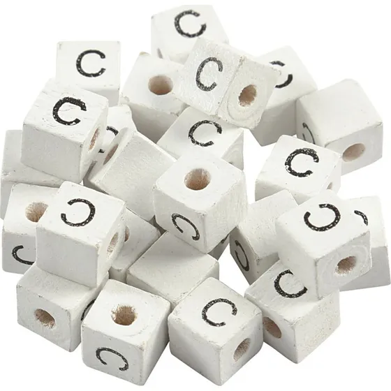 Unbranded Bogstavperle C 8x8 mm Træ Hvid 25 stk