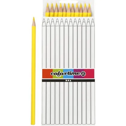 Colortime farveblyanter 17 cm, 3 mm mine, gul, 12 stk