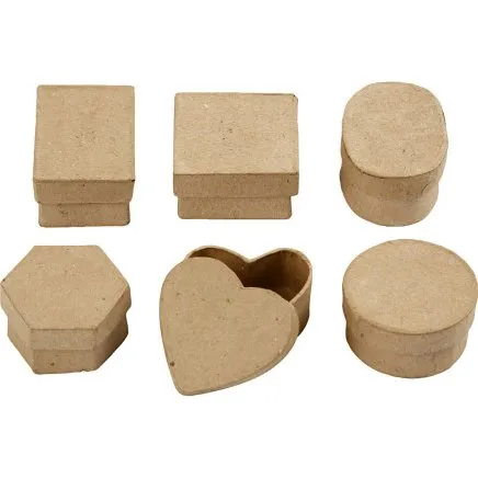 Creativ Company Papmaché miniæsker, små 6 stk. (cappuccino)