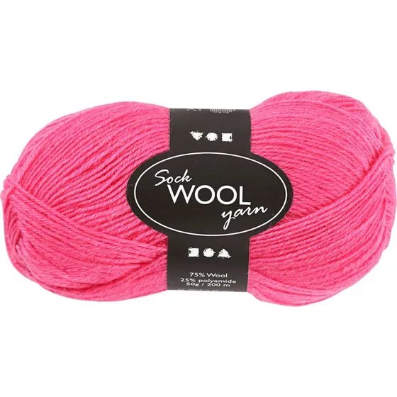 Strmpegarn Uld+Nylon 200 m Pink  50 g