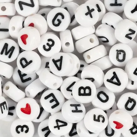 Creativ Company Bogstavperler 7 mm, hvid, hul 1,2 mm, 25 g