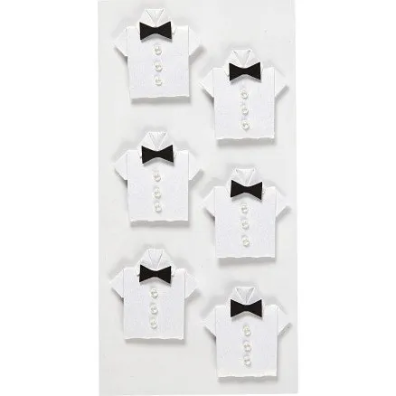 Stickers skjorte 33x35 mm hvid, 6 stk