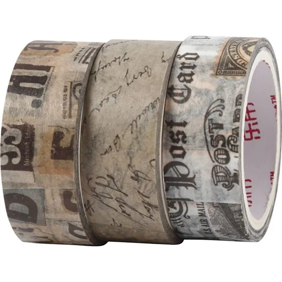 Washi Masking Tape Brevkorrespondance 15 mm x 5 m – 3 ruller