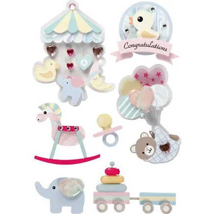 3D Stickers Baby – 8 stk (H25–70 mm, B20–55 mm, 7 mm)