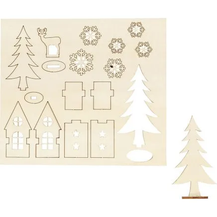 Creativ Company Saml-selv trfigur - Hus, tr & hjort 15,517 cm