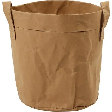 UdenMrke Opbevaringspose i lderpapir H20 x 19,5 cm, lys brun