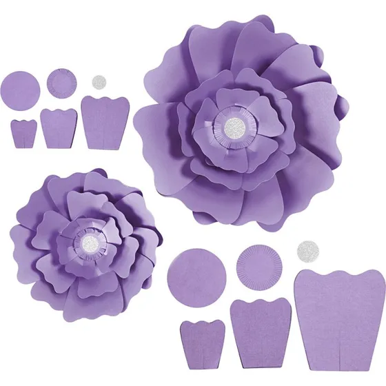 Papirblomster 15+25 cm 230 g lilla, 2 stk