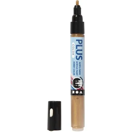 Plus Color Tusch 14,5 cm 1–2 mm spids, guld, 5,5 ml