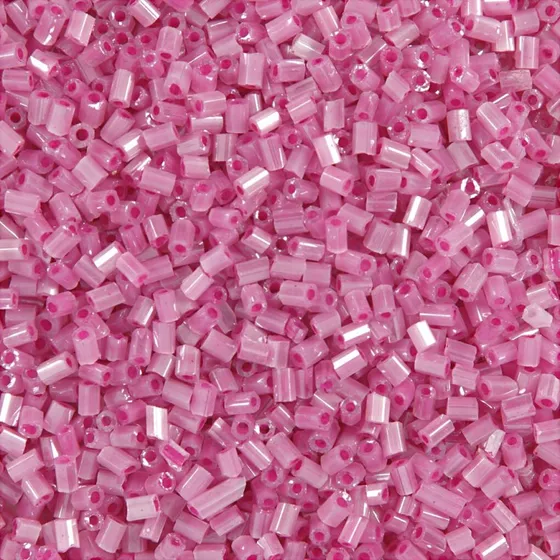 Rocaiperler 2-cut 1,7 mm rosa, hul 0,5 mm - 25 g