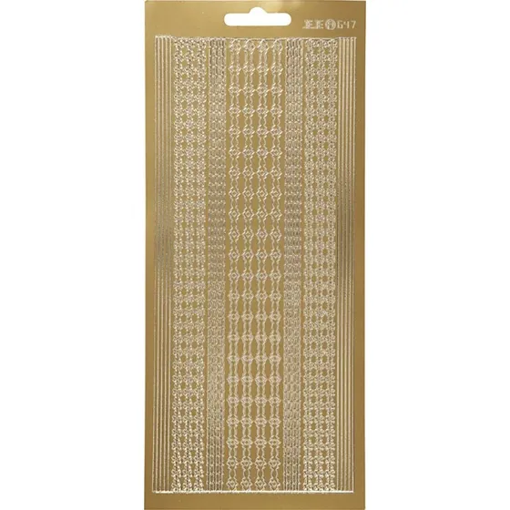 Klistermærker - Strimler til kanter, Guld (1 ark 10x23 cm)