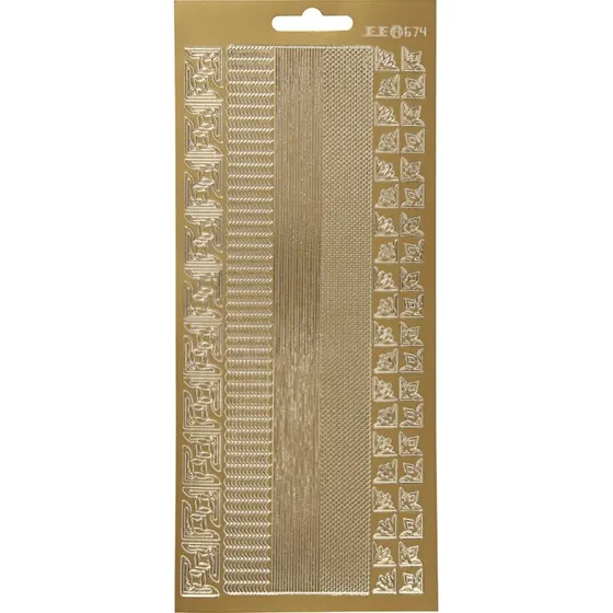 Klistermærker Strimler Til Kanter - Guld (1 ark, 10x23 cm)