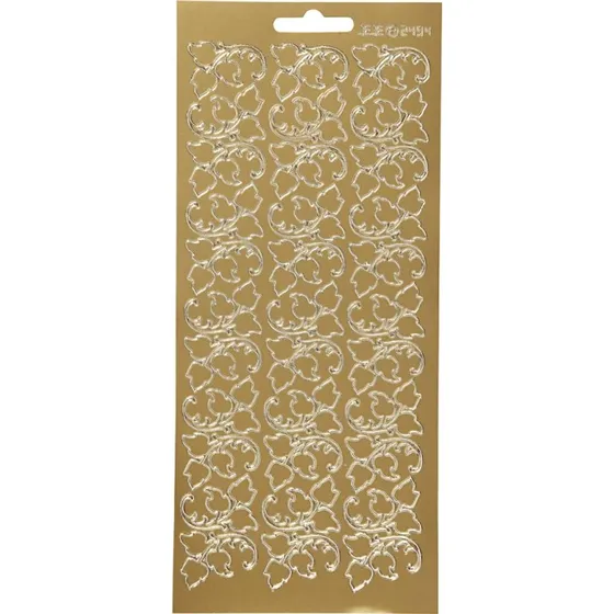 Klistermærker Blade i guld, 10x23 cm - 1 ark
