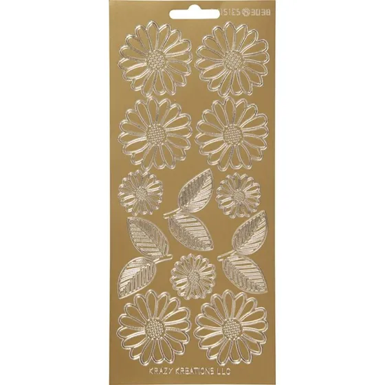 Blomster Klistermærker - Margueritter i Guld (ark 10x23 cm)