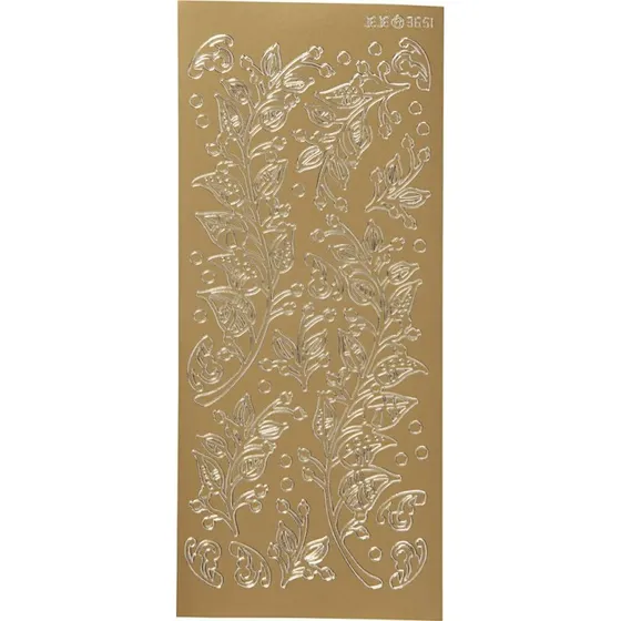 Klistermærker - Blade - Guld (ark 10x23 cm, 1 stk)