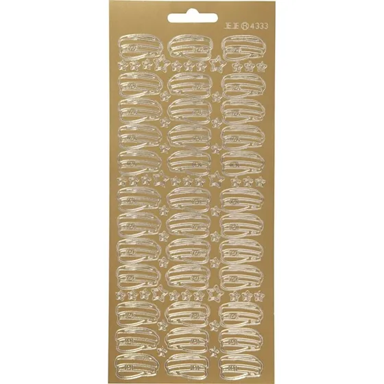 Studenterhue klistermærker - guld, ark 10x23 cm