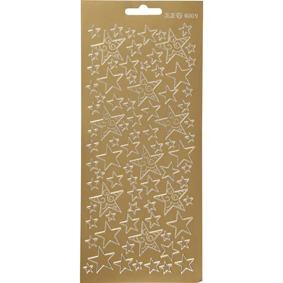 Stjerne Klistermærker - Guld, 10x23 cm (1 ark)