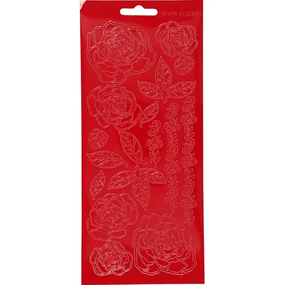 Ukendt mærke - Blomster klistermærker, roser 10x23 cm (rød)