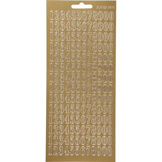 Talklistermærker, guld, 10x23 cm (1 ark)