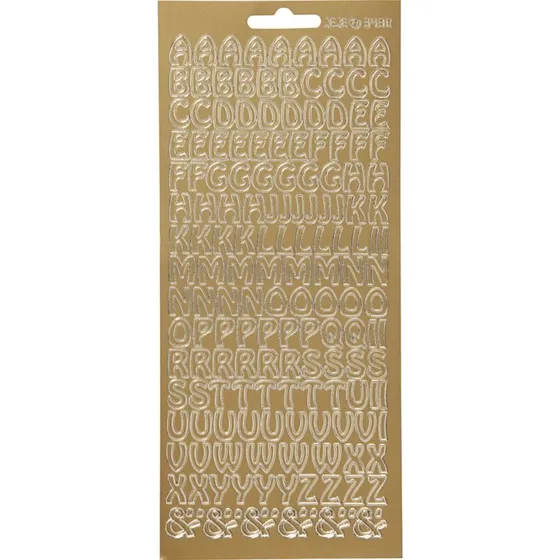 Bogstav Klistermærker Guld 10x23 cm - 1 ark