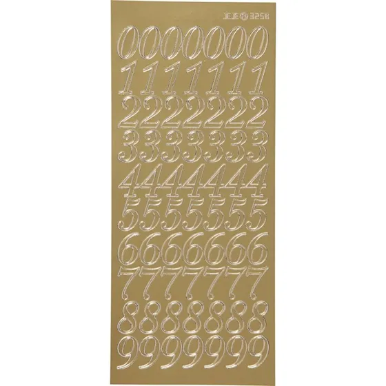 Tal Klistermærker - Guld (ark 10×23 cm)