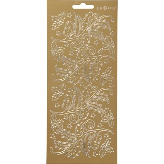 Klistermærker Kristtorn, Guld 10x23 cm (1 ark)