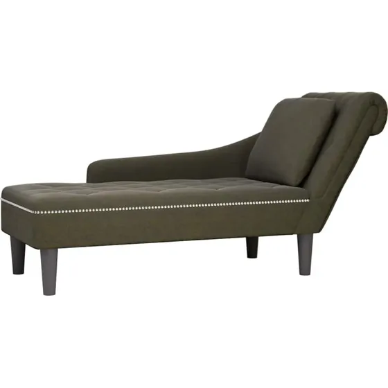 vidaXL chaiselong kunstlder armygrn med pude og hjre armln