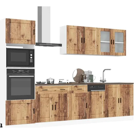 vidaXL Porto 7-delt kkkenskabsst  gammelt tr (konstrueret tr)